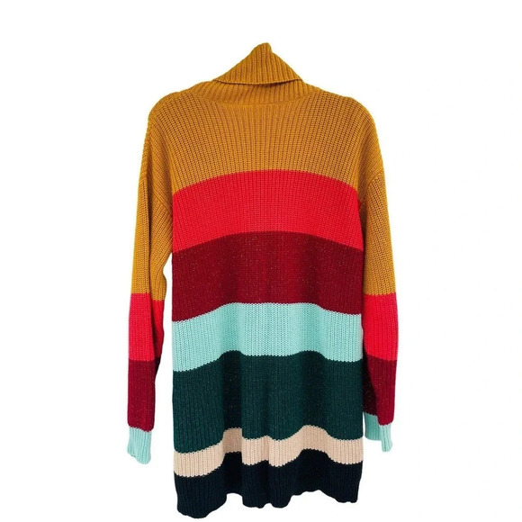 Farm Rio de Janeiro Anthropologie Tunic Sweater Dress Striped Turtleneck Size S - Picture 6 of 11